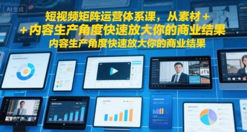 短视频矩阵运营体系课，从素材+内容生产角度快速放大你的商业结果-飞哥项目网