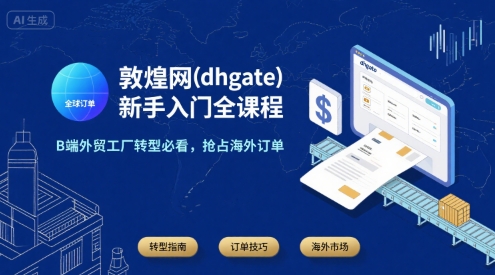 敦煌网(dhgate)新手入门全课程，B端外贸工厂转型必看，抢占海外订单-飞哥项目网