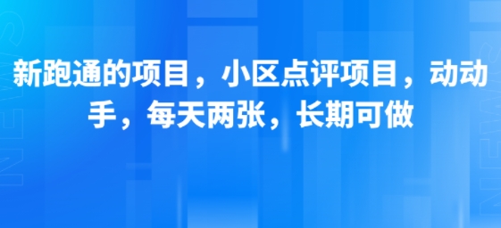 新跑通的项目，小区点评项目，动动手，每天两张，长期可做-飞哥项目网