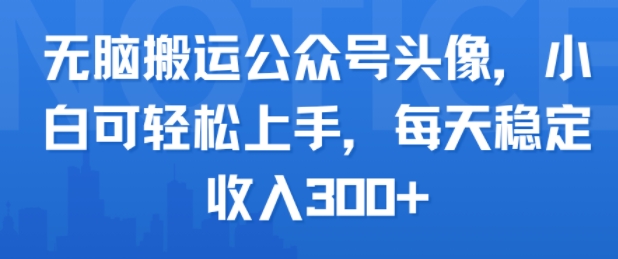 无脑搬运公众号头像，小白可轻松上手，每天稳定收入300+-飞哥项目网
