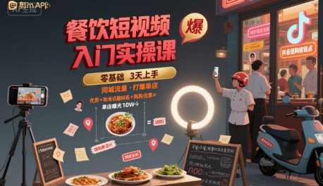 餐饮短视频入门实操课，引爆同城流量，打爆单店-飞哥项目网