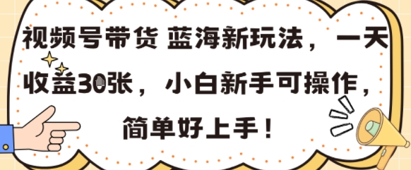 视频号带货蓝海新玩法，一天收益3张，小白新手可操作，简单好上手!-飞哥项目网