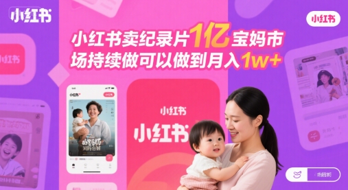小红书卖纪录片，1亿宝妈市场，持续做可以做到月入1w+-飞哥项目网