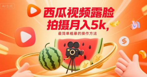 西瓜视频露脸拍摄月入5k，最简单粗暴的操作方法-飞哥项目网