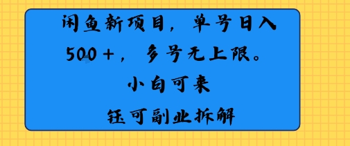 闲鱼玩法单号日收入500+ 多号无上限 操作简单几乎零门槛-飞哥项目网