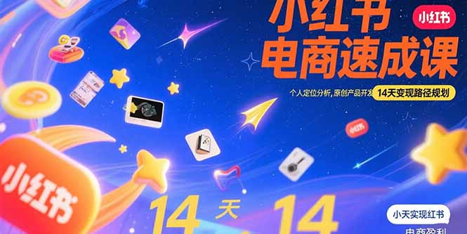 小红书虚拟电商速成课：个人定位分析，原创产品开发，14天变现路径规划-飞哥项目网