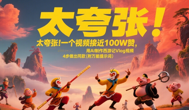 太夸张！一个视频接近100W赞，用AI制作西游记Vlog视频，全流程拆解来了(附万能提示词)-飞哥项目网