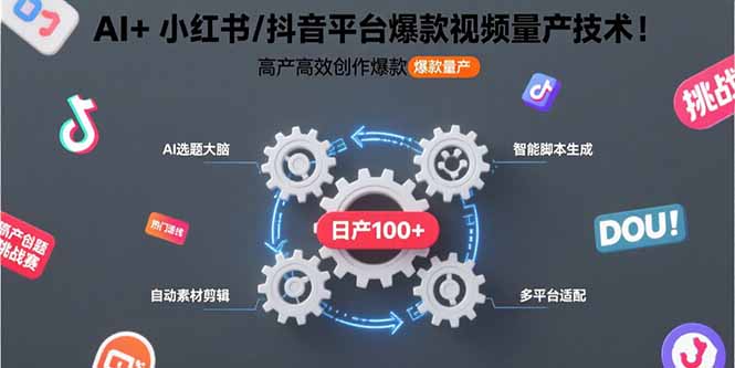 AI+小红书/抖音平台爆款视频量产技术：高产高效创作爆款视频-飞哥项目网