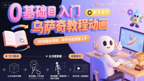 0基础入门乌萨奇教程动画，3D动画全流程，新手也能跟着上手-飞哥项目网