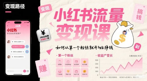小红书流量变现课，如何从第一个粉丝就开始挣钱-飞哥项目网