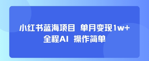 小红书蓝海项目 单月变现1w+ 全程AI 操作简单-飞哥项目网