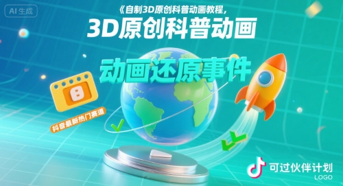 自制3D原创科普动画教程，动画还原事件，抖音最新热门赛道，可过伙伴计划-飞哥项目网