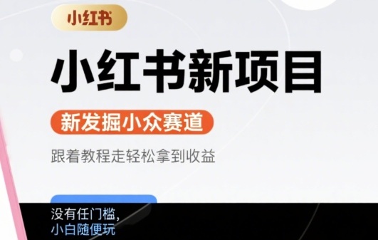 小红书新项目，新发掘出来的小众赛道 ，跟着教程走轻松拿到收益，没有任何门槛，小白随便玩-飞哥项目网