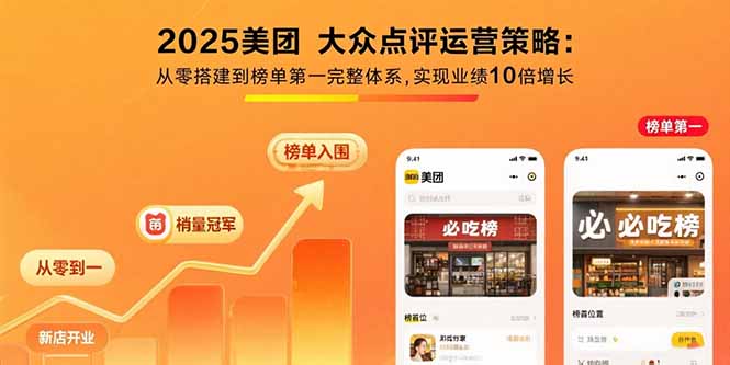 2025美团 大众点评运营策略:从零搭建到榜单第一完整体系,实现业绩10倍增长-飞哥项目网