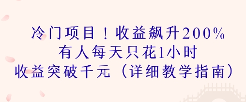 冷门项目！收益飙升200% 有人每天只花1小时 收益突破1k(详细教学指南)-飞哥项目网