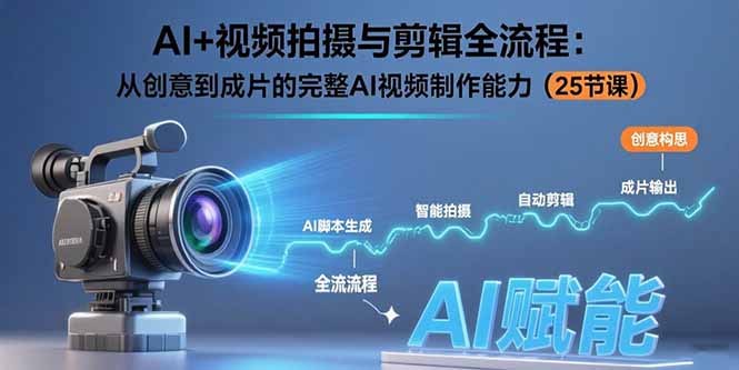 AI+视频拍摄与剪辑全流程：从创意到成片的完整AI视频制作能力（25节课）-飞哥项目网
