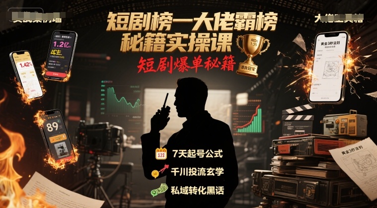 短剧榜一大佬霸榜秘籍实操课，短剧爆单秘籍-飞哥项目网