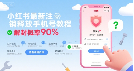 小红书最新注销释放手机号教程，解封概率90%-飞哥项目网
