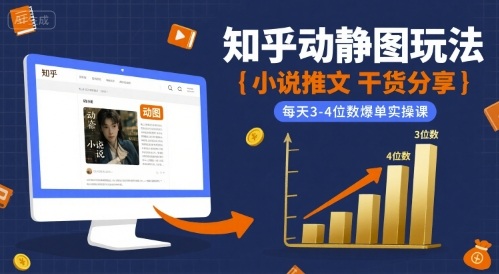小说推文干货分享之知乎动静图玩法，每天3-4位数爆单实操课-飞哥项目网