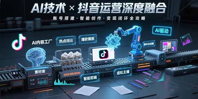 AI技术与抖音运营的深度融合应用：涵盖账号搭建、内容创作、收益变现等-飞哥项目网