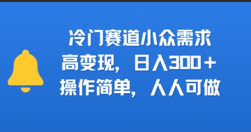 冷门赛道小众需求，高变现，日入300+，操作简单，人人可做-飞哥项目网