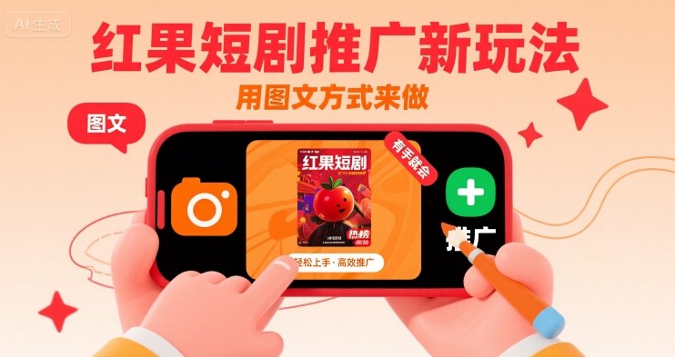 红果短剧推广新玩法，用图文方式来做，有手就会-飞哥项目网