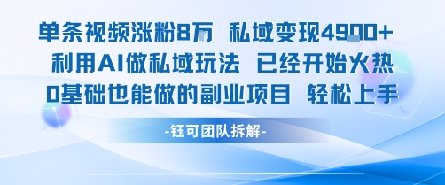单条视频私域变现4.9k+利用AI做私域玩法 已经开始火热0基础也能做的副业项目轻松上手-飞哥项目网