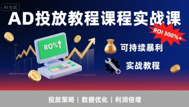 AD投放教程课程实战课，实现广告ROI300%+可持续暴利-飞哥项目网