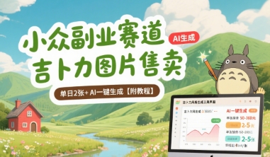 小众副业赛道 吉卜力图片售卖 单日2张+ AI一键生成【附教程】-飞哥项目网