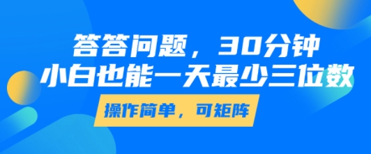 答答问题，30分钟，小白也能一天最少也有三位数，操作简单-飞哥项目网