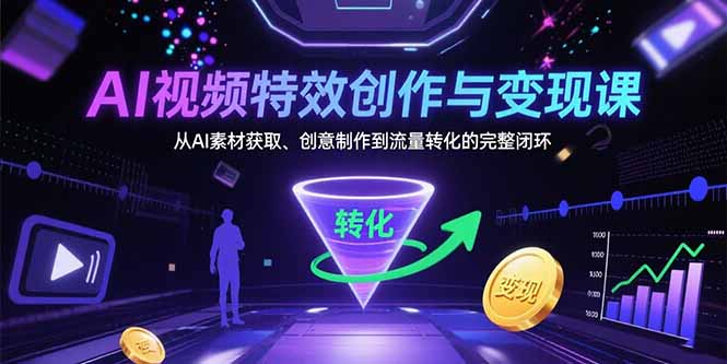 AI视频特效创作与变现课：从AI素材获取、创意制作到流量转化的完整闭环-飞哥项目网